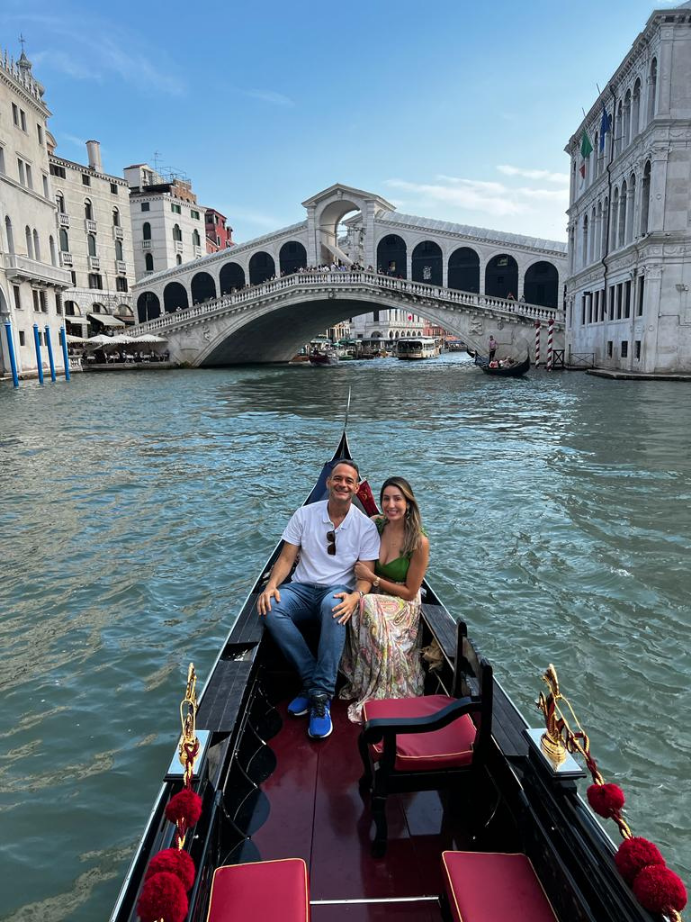Layla and Bruno on a gondola ride in Venice